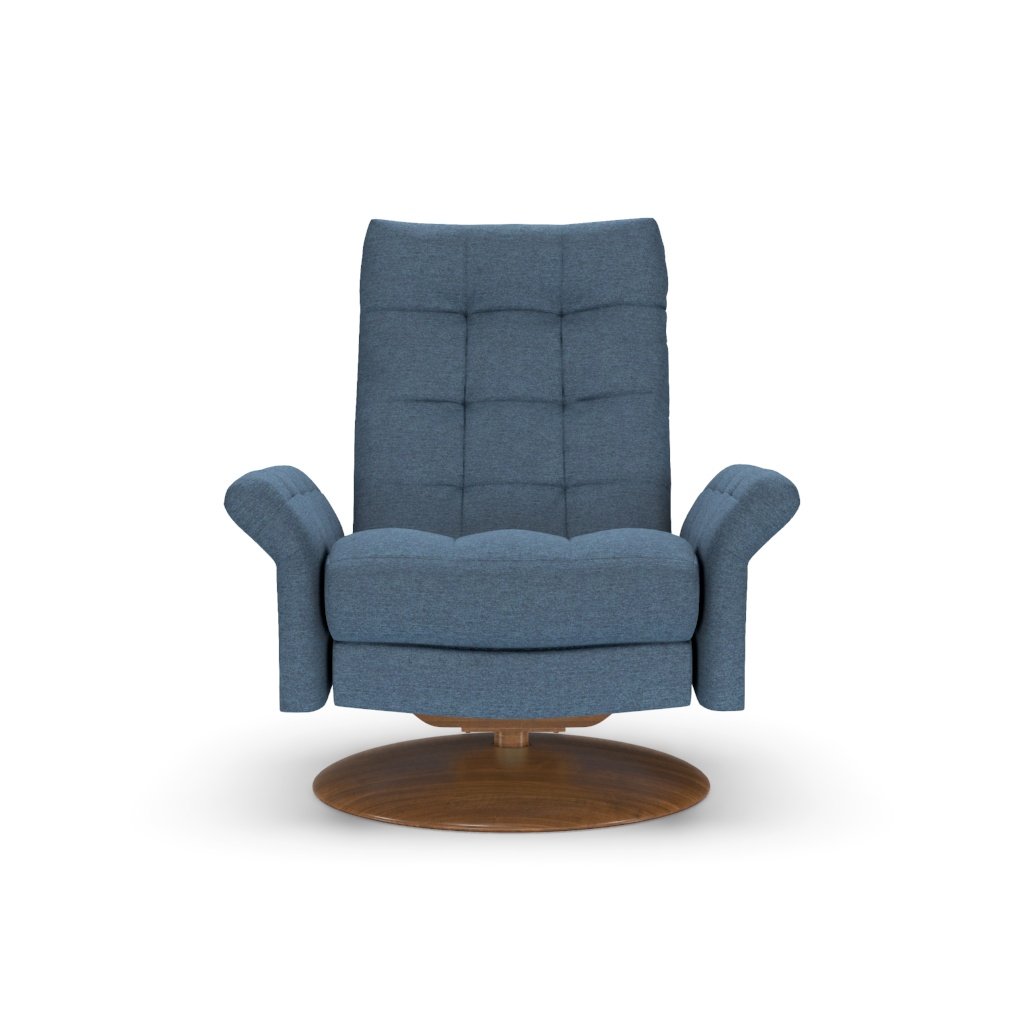 Pileus-Front-View-in-Archer-Navy-with-Natural-Walnut-Base