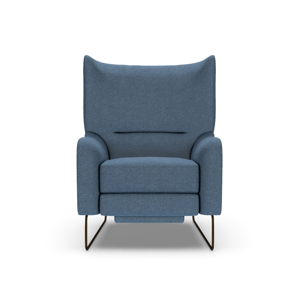 Neeson Recliner in Archer Navy Fabric Front View