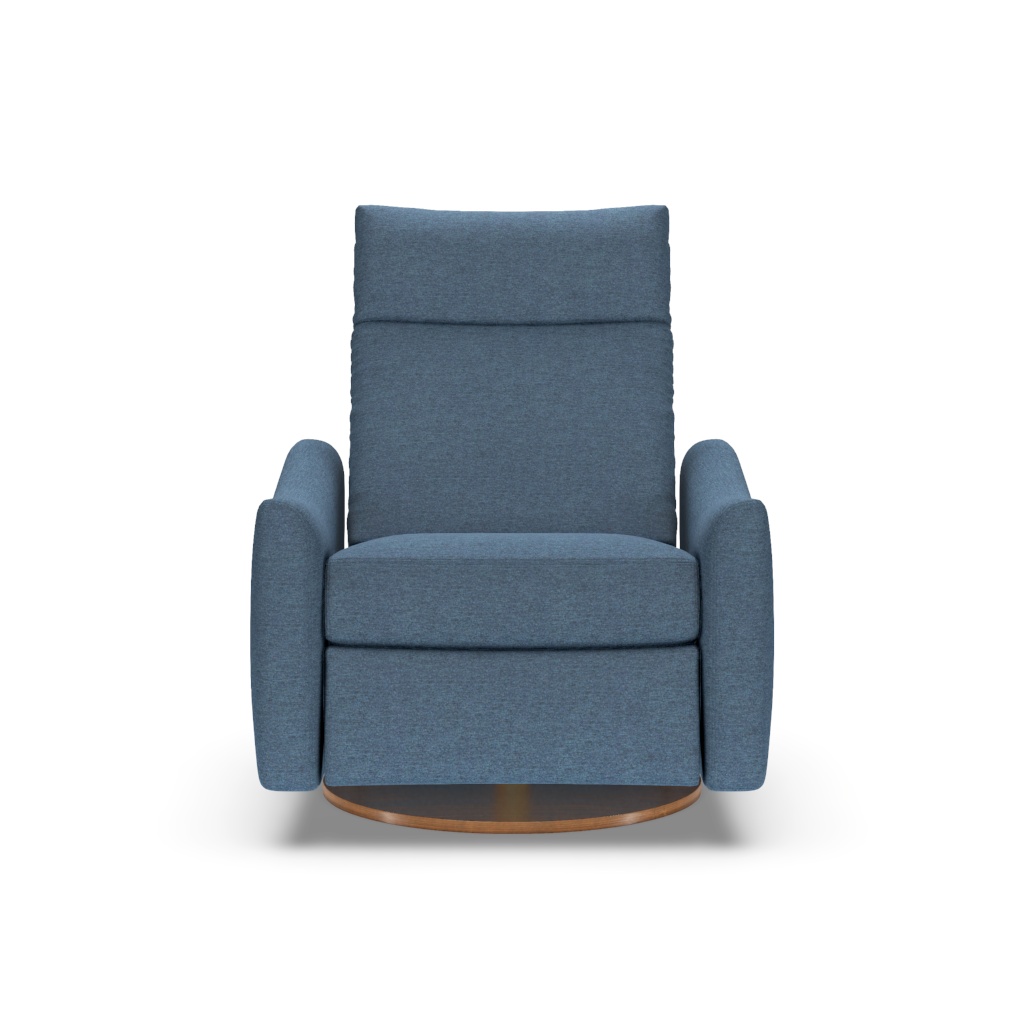 Ontario in Archer Navy Fabric Natural Walnut Base