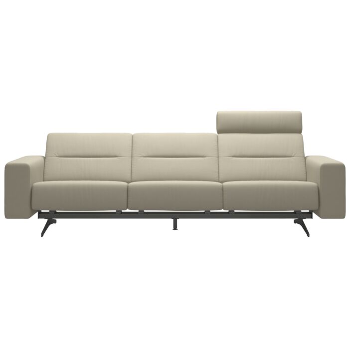 Stella 3 Seat Sofa Headrest in Paloma Light Grey Leather