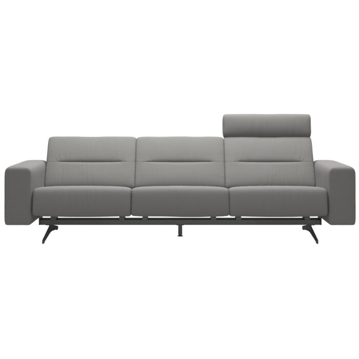 Stella 3 Seat Sofa Headrest in Paloma Silver Grey Leather