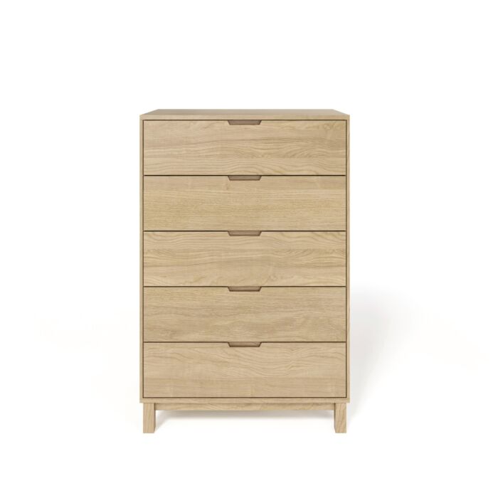 Oslo 5 Drawer Chest in Bright Oak Finish