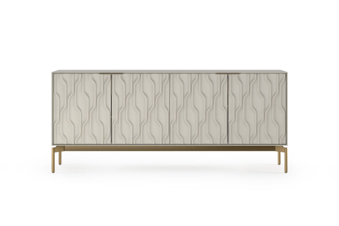 Mesa credenza storage cabinet in Stone brushed brass