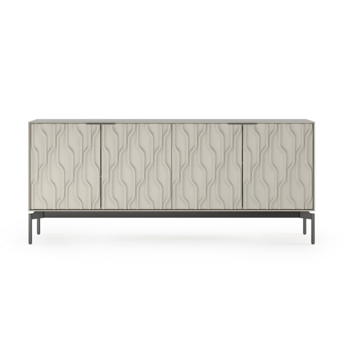 Mesa Cabinet in Stone with Brushed Carbon base