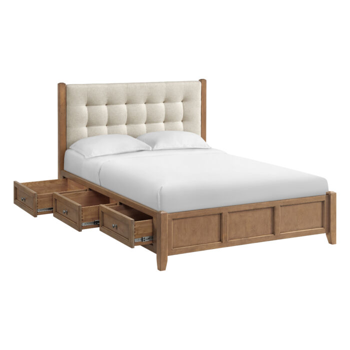 McKenzie Upholstered Storage Bed with Open Drawers