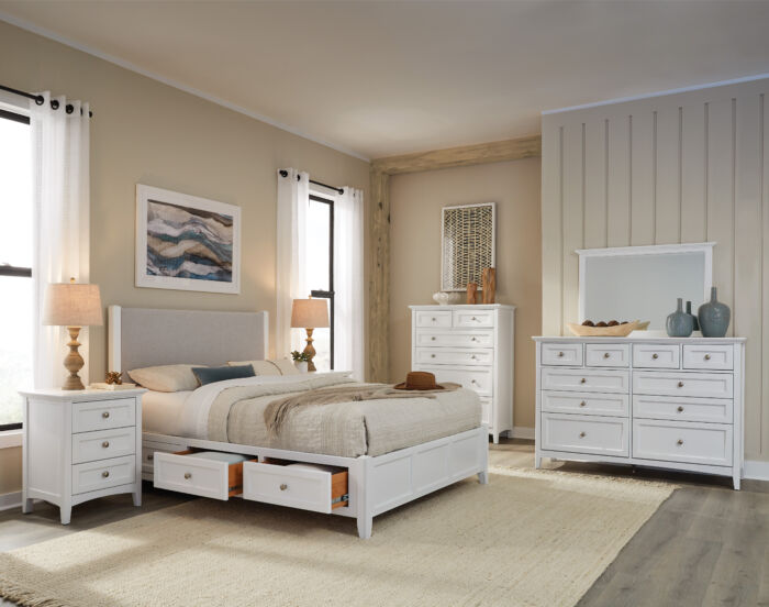 McKenzie Upholstered Bedroom in Snowbound Finish
