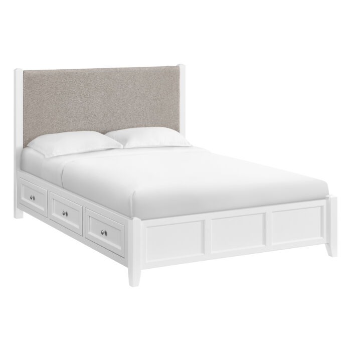 McKenzie Upholstered Storage Bed with Snowbound Finish
