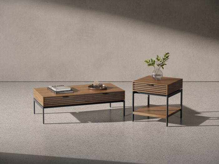 Cora Coffee and End Table - Natural Walnut