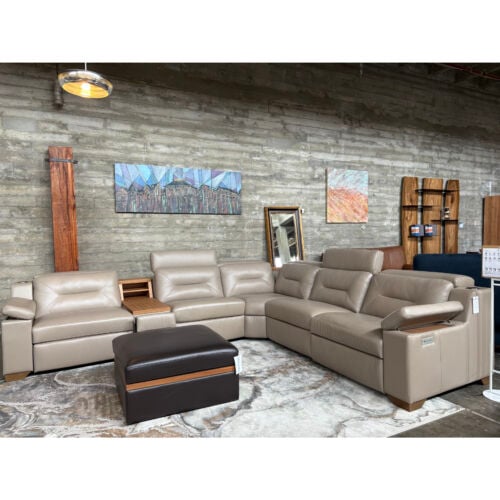 Apex Power Reclining Sectional in Solano Trail Leather