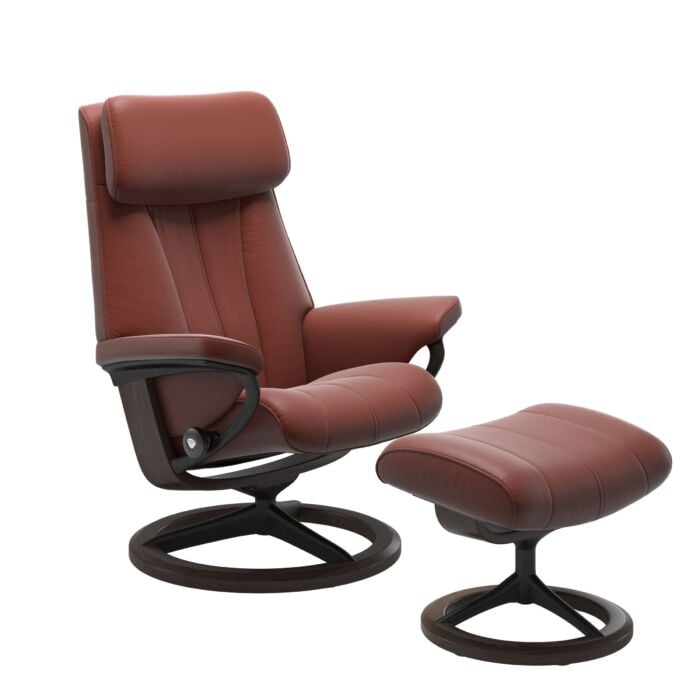 Paul Recliner & Ottoman in Paloma Dark Henna Leather