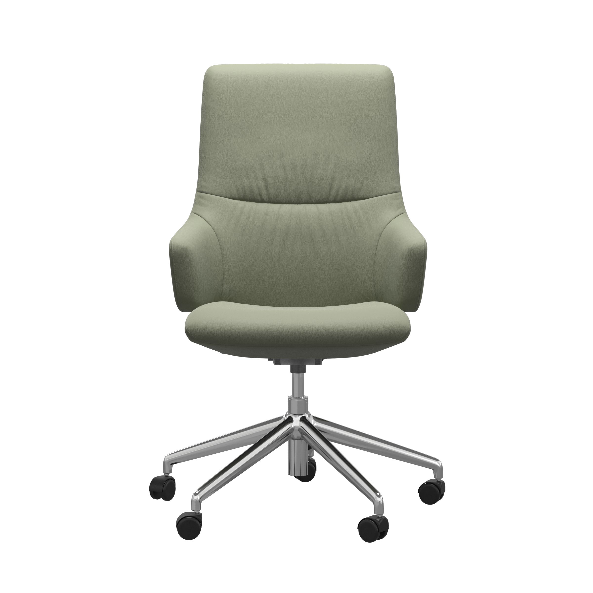 Mint High Back with Arms in Paloma Shadow Green Leather