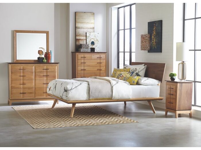 Addison Platform Bed - Black Walnut Adj Headboard